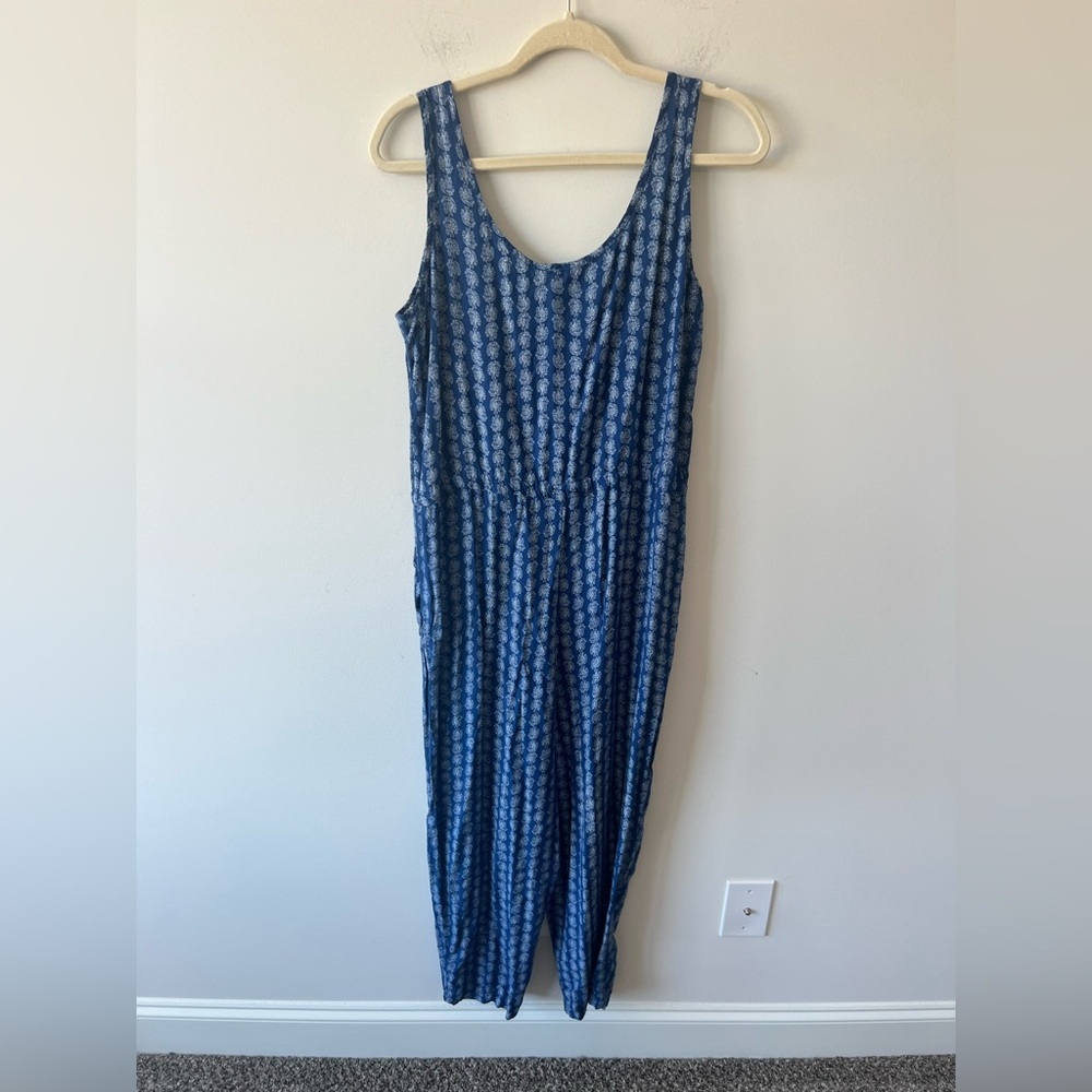 Chaps by Ralph Lauren Blue Summer Sleeveless Jumpsuit Size M Pockets - Picture 6 of 9